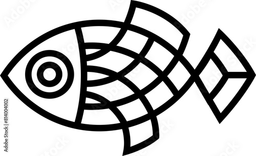 Abstract decorative, stylized fish illustration.