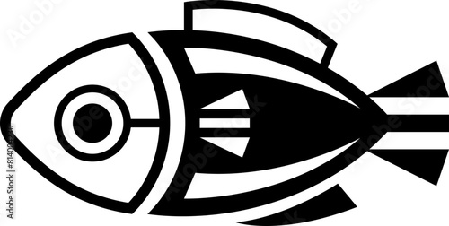 Abstract decorative, stylized fish illustration.