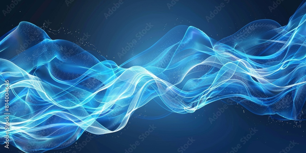 Obraz premium A dynamic backdrop of blue digital waves, creating a frame around a clear, blank center suitable for advertising messages