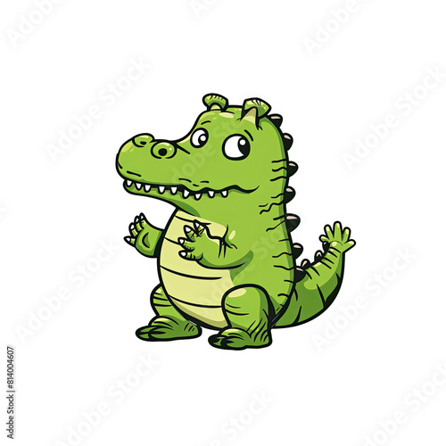 A Cartoon Green Crocodile  Cartoon Illustration