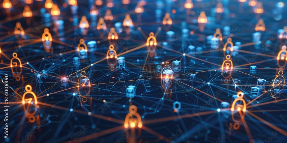 A large group of people connected by lines. Perfect for business and social network concepts A large group of people connected by lines. Perfect for business and social network concepts