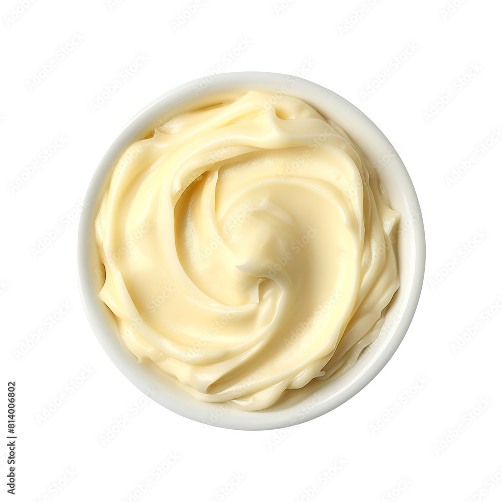 Mayonnaise in a bowl isolated on white background, png file Mayonnaise in a bowl isolated on white background, png file