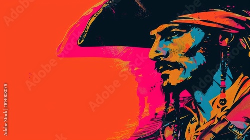 A cool pirate character illustration background with empty space