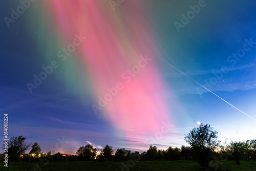 Aurora borealis, The Northern lights at Kuldiga municipality, Latvia. © Bargais