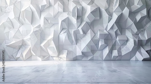 3D rendering of a modern geometric sculpture made of marble.