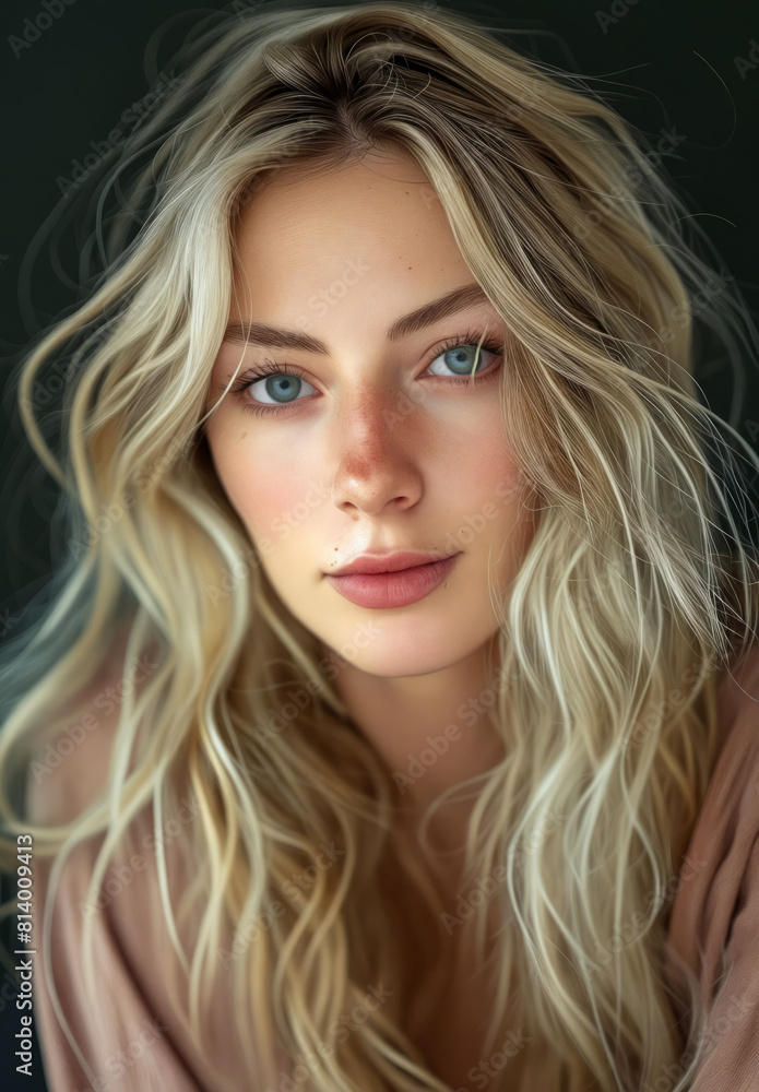 A beautiful blonde woman with long hair and blue eyes. A beautiful blonde woman with long hair and blue eyes.