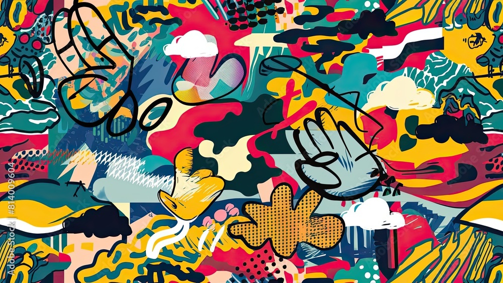 Graffiti pop art background on the wall abstract vector colorfull pattern wallpaper Graffiti pop art background on the wall abstract vector colorfull pattern wallpaper