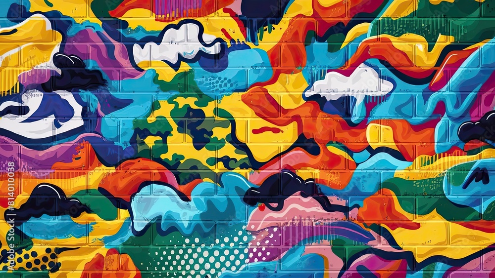 Graffiti pop art background on the wall abstract vector colorfull pattern wallpaper Graffiti pop art background on the wall abstract vector colorfull pattern wallpaper