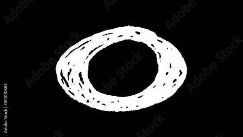 White wiggly hand drawn semibreve music note icon doodle animation    