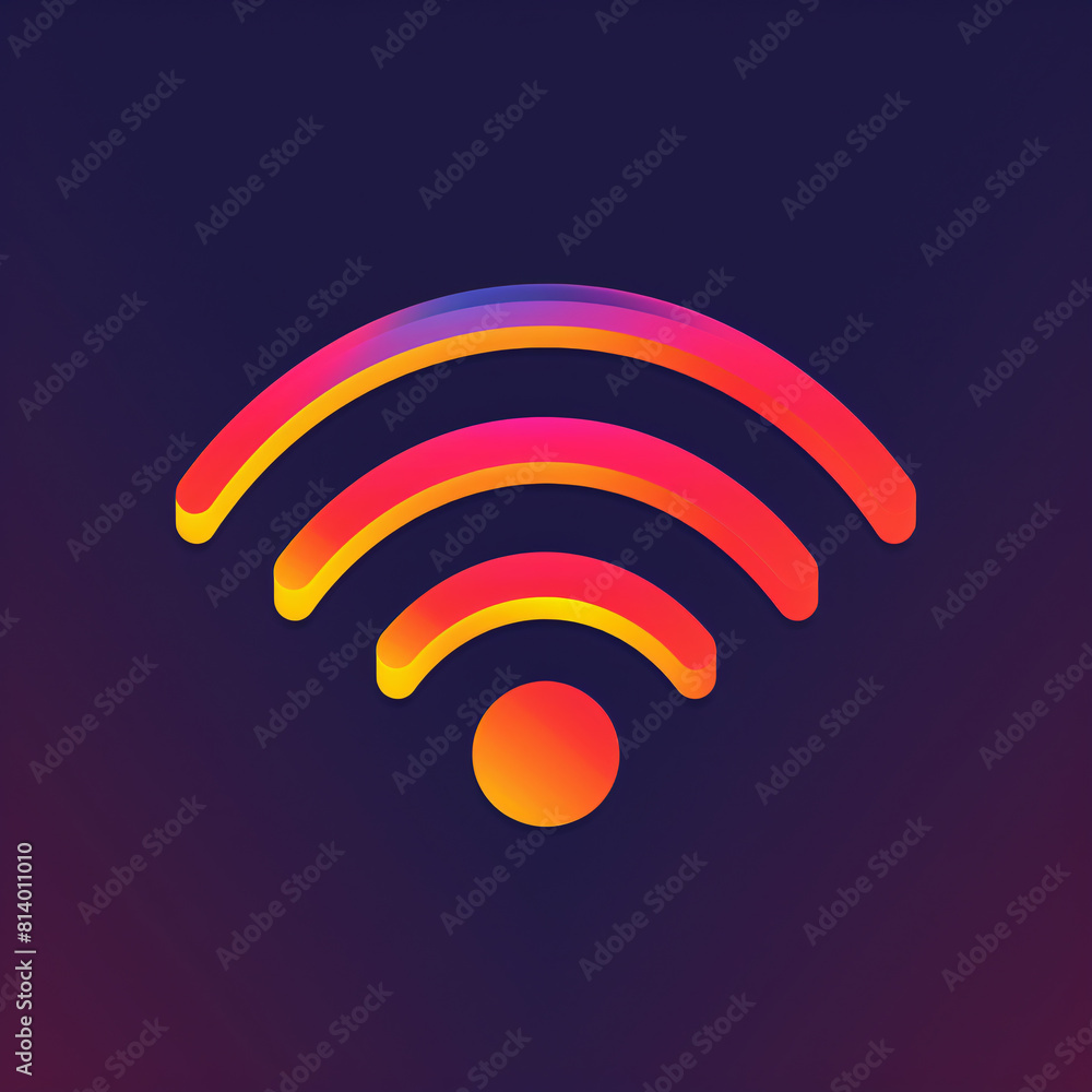 red, yellow and purple wifi icon that can connect to the network with purple background red, yellow and purple wifi icon that can connect to the network with purple background
