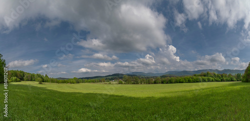 Spring fresh landscape near Raspenava village near Oldrichovske saddleback photo