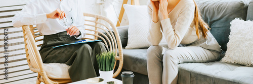 psychological consultation young Asian specialist psychologist or coach conducts a session for a patient of a young woman, problem solving, mental health