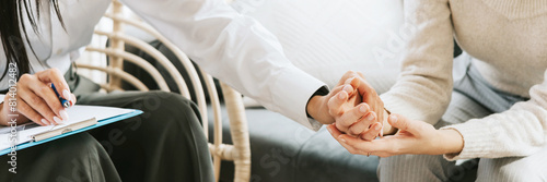 psychological consultation young Asian specialist psychologist or coach conducts a session for a patient of a young woman, problem solving, mental health