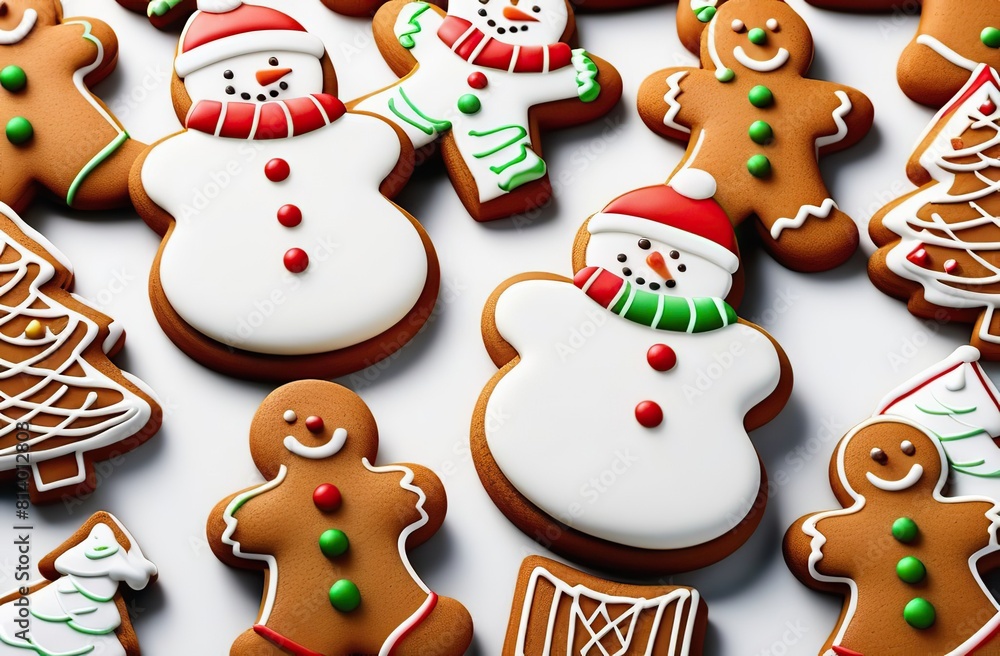 Christmas cookies, snowman, X'mas tree, gingerbread isolated on white background with clipping path for Xmas party holiday homemade food design decoration template Christmas cookies, snowman, X'mas tree, gingerbread isolated on white background with clipping path for Xmas party holiday homemade food design decoration template