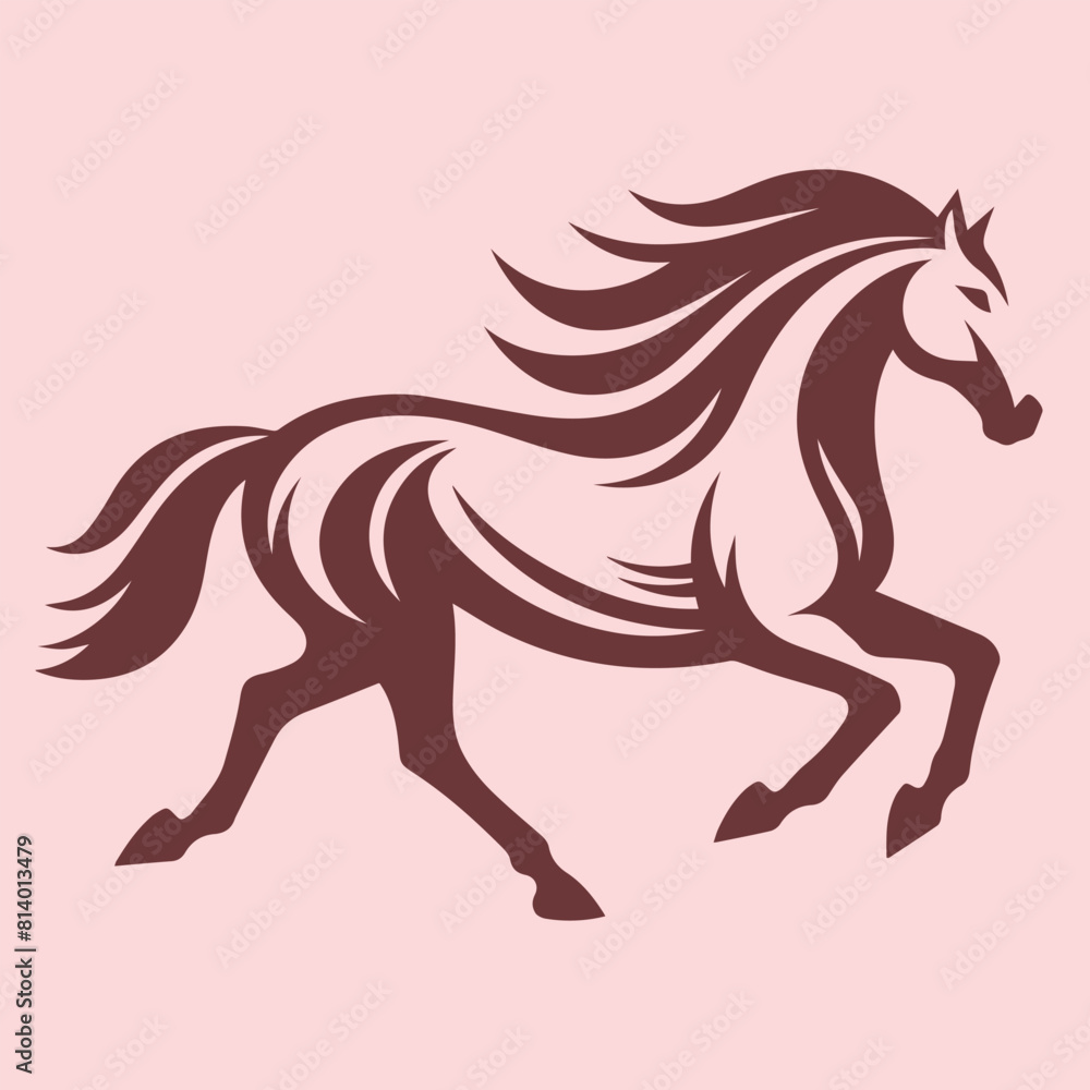 Running horse logo in minimalist silhouette style Running horse logo in minimalist silhouette style