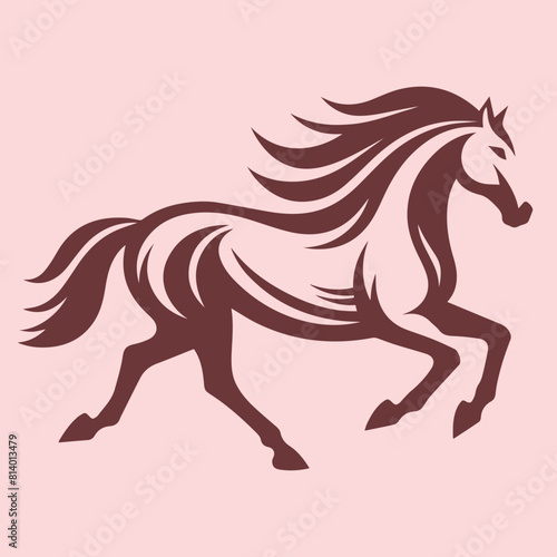Running horse logo in minimalist silhouette style