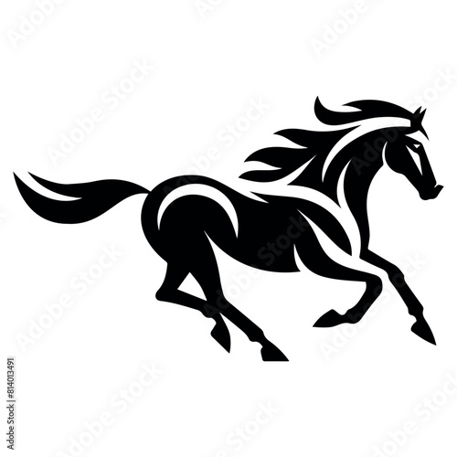 Running horse logo in minimalist silhouette style