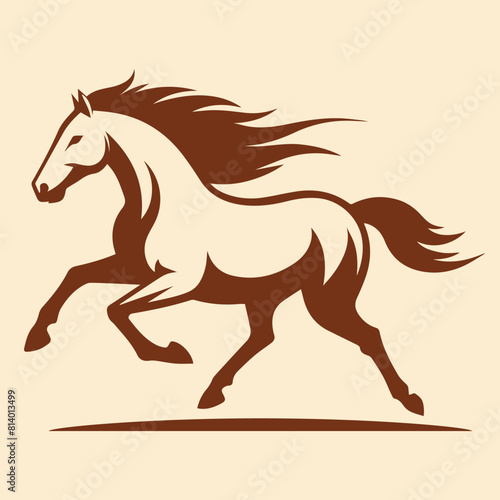 Running horse logo in minimalist silhouette style