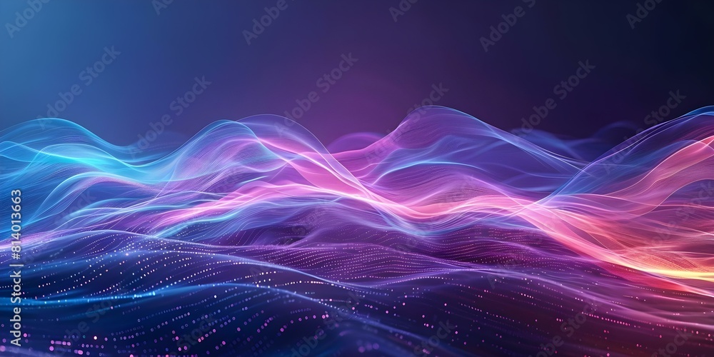 Digital Glowing Waves in a Futuristic Technology Network System Background. Concept Technology, Futuristic, Digital Waves, Glowing Effects, Network System Digital Glowing Waves in a Futuristic Technology Network System Background. Concept Technology, Futuristic, Digital Waves, Glowing Effects, Network System