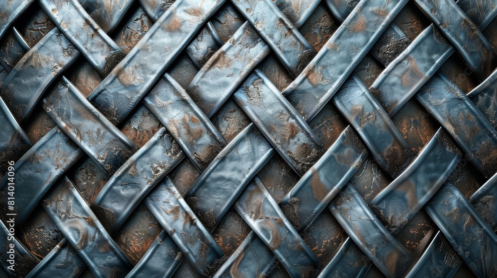 Blue and gray metal background with a basketweave pattern. Blue and gray metal background with a basketweave pattern.