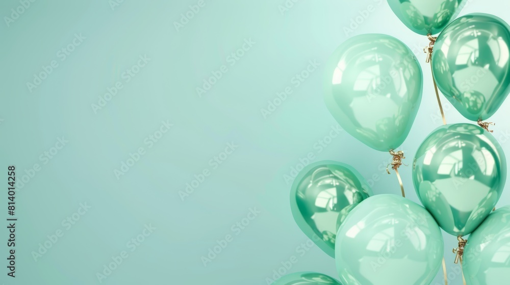 Green balloons floating on a green background. Green balloons floating on a green background.