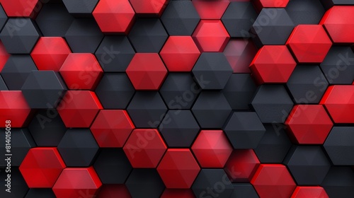 Futuristic red and black hexagonal pattern.