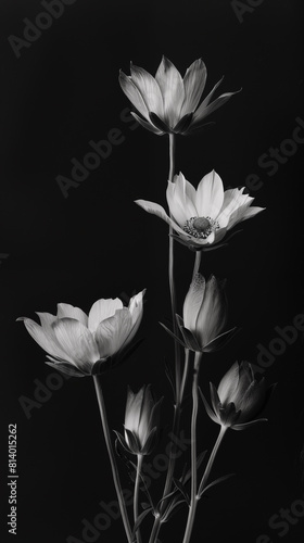 Elegant flowers in full bloom against dark background