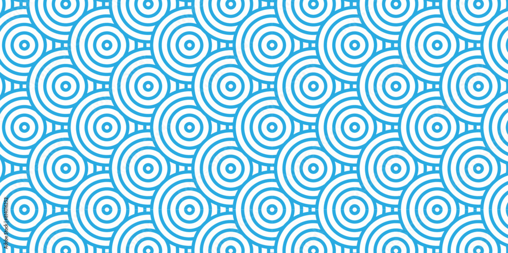 Overlapping Pattern Minimal diamond geometric waves spiral and abstract circle wave line. blue color seamless tile stripe geometric create retro square line backdrop pattern background.