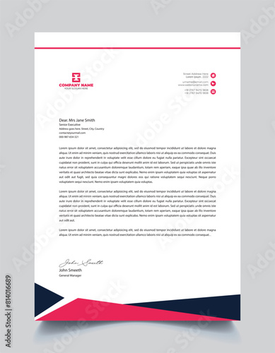 Vector clean simple corporate a4 letterhead layout for print