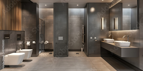 Arafed bathroom with a toilet  Modern bathroom interior .