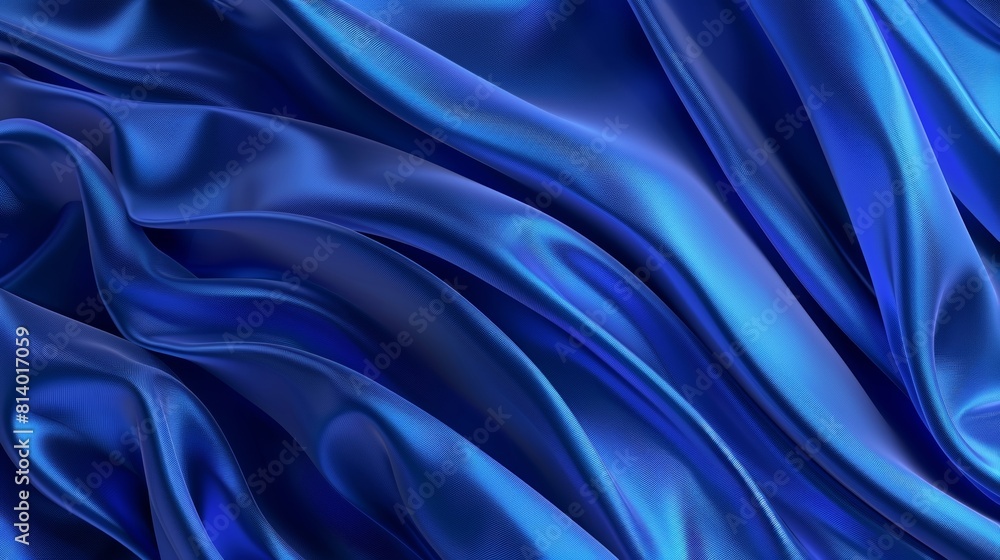 Fototapeta premium 3D shining blue wave silk background with luxury relaxing glowing curves