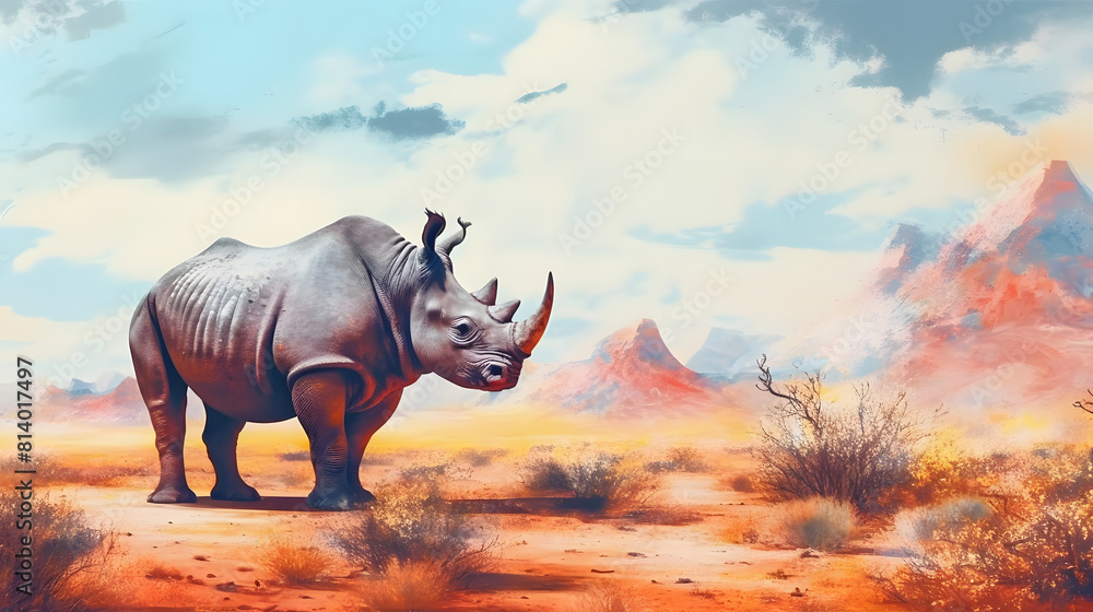 Fototapeta premium Desert wildlife watercolor