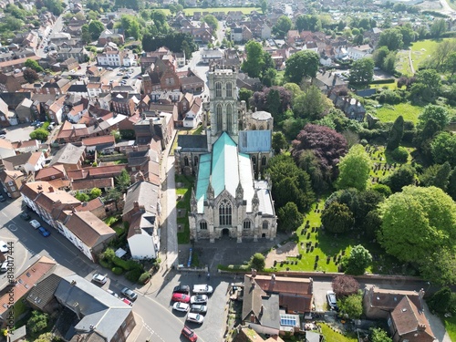 aerial view of Howden Minster is a large Grade I listed Church  East Riding of Yorkshire photo