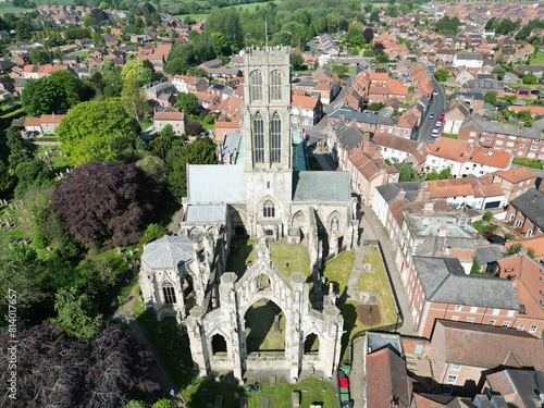 aerial view of Howden Minster is a large Grade I listed Church  East Riding of Yorkshire photo