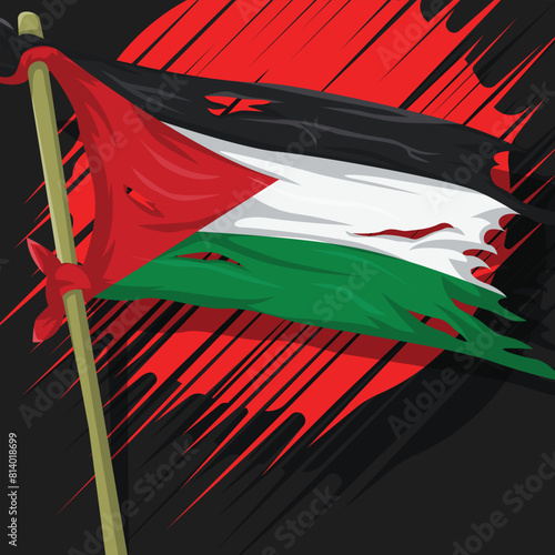 Wallpaper Mural Illustration of Palestinian flag flying with abstract moon background suitable for t-shirt design Torontodigital.ca