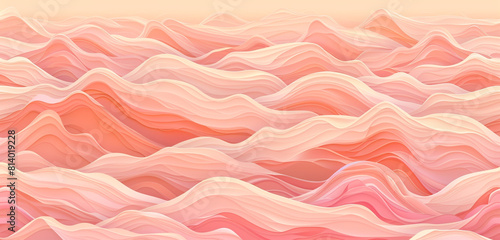 "Harmonious wave design in peach and coral, ideal for serene interiors."