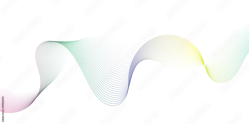 Fototapeta premium Technology abstract wave lines on white background Vector wavy lines pattern smooth curve flowing dynamic colorful gradient background. futuristic graphic energy sound waves technology concept.