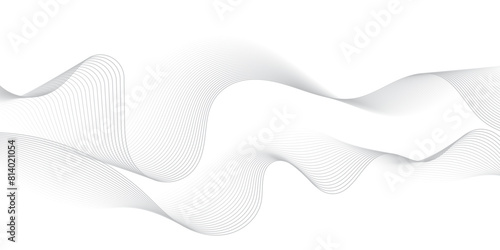 Technology abstract wave lines on white background Vector wavy lines pattern smooth curve flowing dynamic gray gradient background. futuristic graphic energy sound waves technology concept.