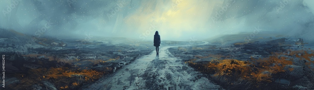 Navigate the starry paths at the crossroads, where calming blue hues meet the weight of decision on neutral ground. Navigate the starry paths at the crossroads, where calming blue hues meet the weight of decision on neutral ground.