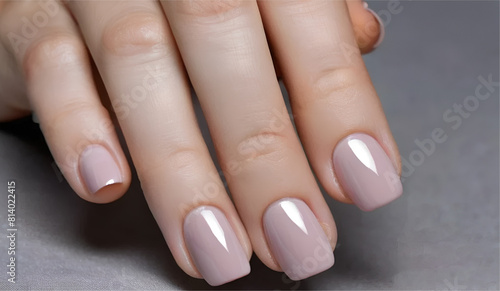 Beautiful nails  of girl with pink polish  on nail