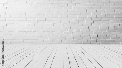 Whitewashed brick wall and wooden floor texture.wall and floor