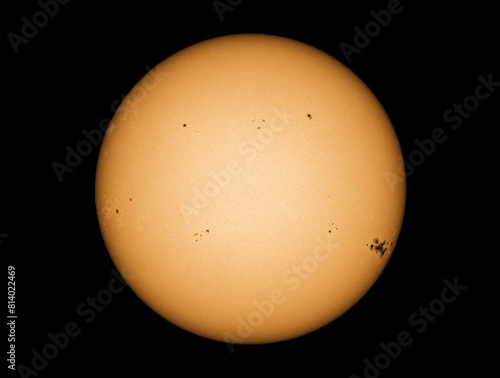 Suns surface with sunspots on 12th of May 2024 with the active sunspot region 3664 