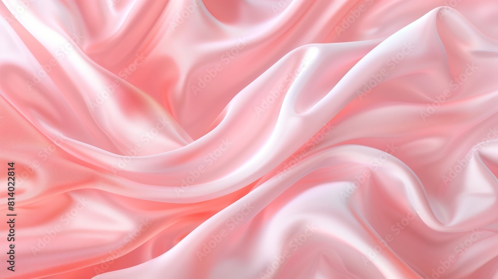 Fototapeta premium 3D pink peach romantic silk shiny fashion luxury background with gradient for web advertising technology branding Valentine's day