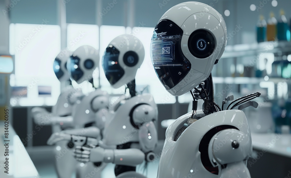 Engineers and AI: A Cutting-Edge Laboratory Scene with Humanoid Robots Engineers and AI: A Cutting-Edge Laboratory Scene with Humanoid Robots