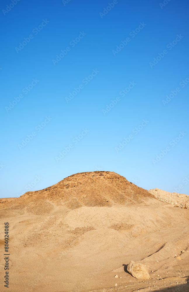 Egypt desert landscape with a blue sky.