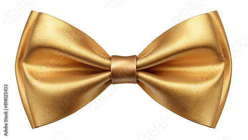 Classic Gold Bow Tie - A classic bow tie shape crafted from gold satin ribbon, isolated on a transparent background, perfect for formal attire representations.
