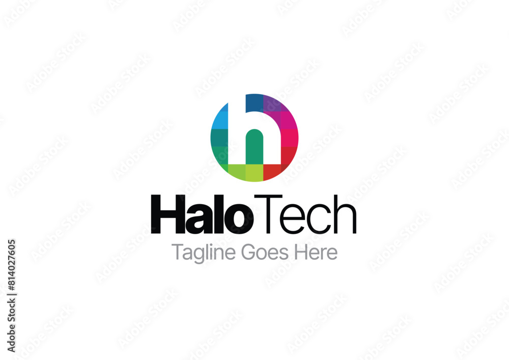 H Logo, H Letter Logo, Halo Tech Logo, Pixel Logo H Logo, H Letter Logo, Halo Tech Logo, Pixel Logo