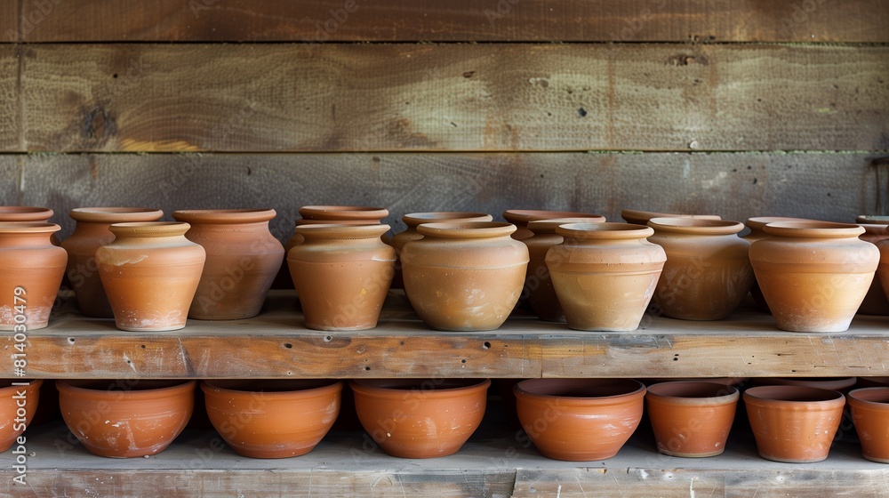 Clay pots lined up, ready for use. Clay pots lined up, ready for use.