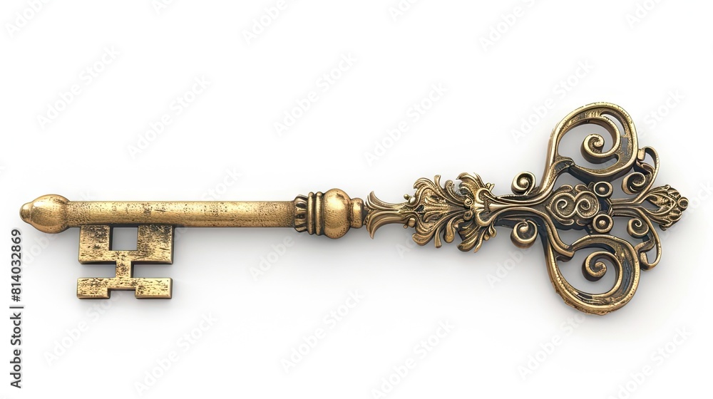 Enchanted Key Gleaming on Pure White Canvas Enchanted Key Gleaming on Pure White Canvas