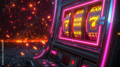 slot machines featuring classic symbols like bars and sevens in a futuristic casino setting generative ai vector illustration.